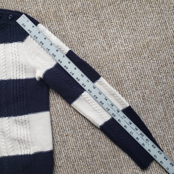 J. Crew Cable Knit Wool Sweater Women's Small Navy Blue - Picture 5 of 7